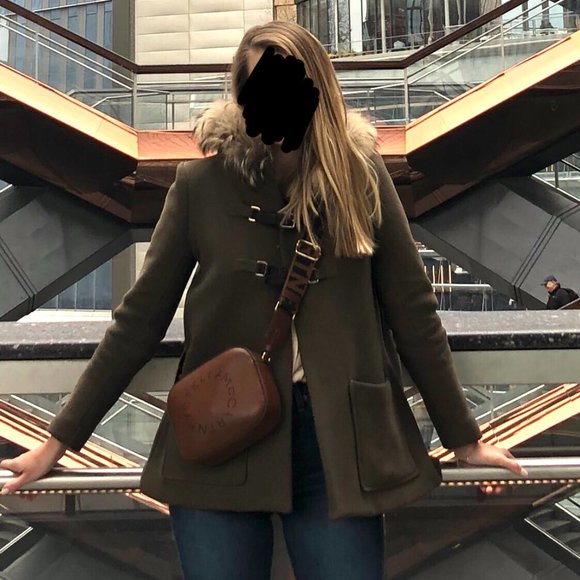 MAJE Raccoon Fur TRimmed Wool Coat Jacket - Picture 3 of 6